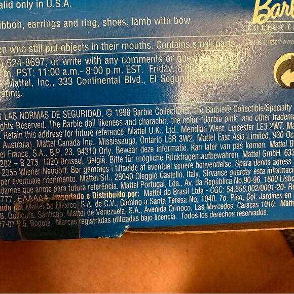 Barbie Had A Little Lamb 1998 Mattel Nursery Rhyme Collection Collector Edition - Picture 11 of 11